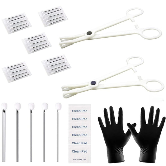 Lyuxzad Professional Piercing Kit – 35-Piece Set with Mixed Gauge Needles, Clamps, and Clean Tools for Ear and Nose Piercing