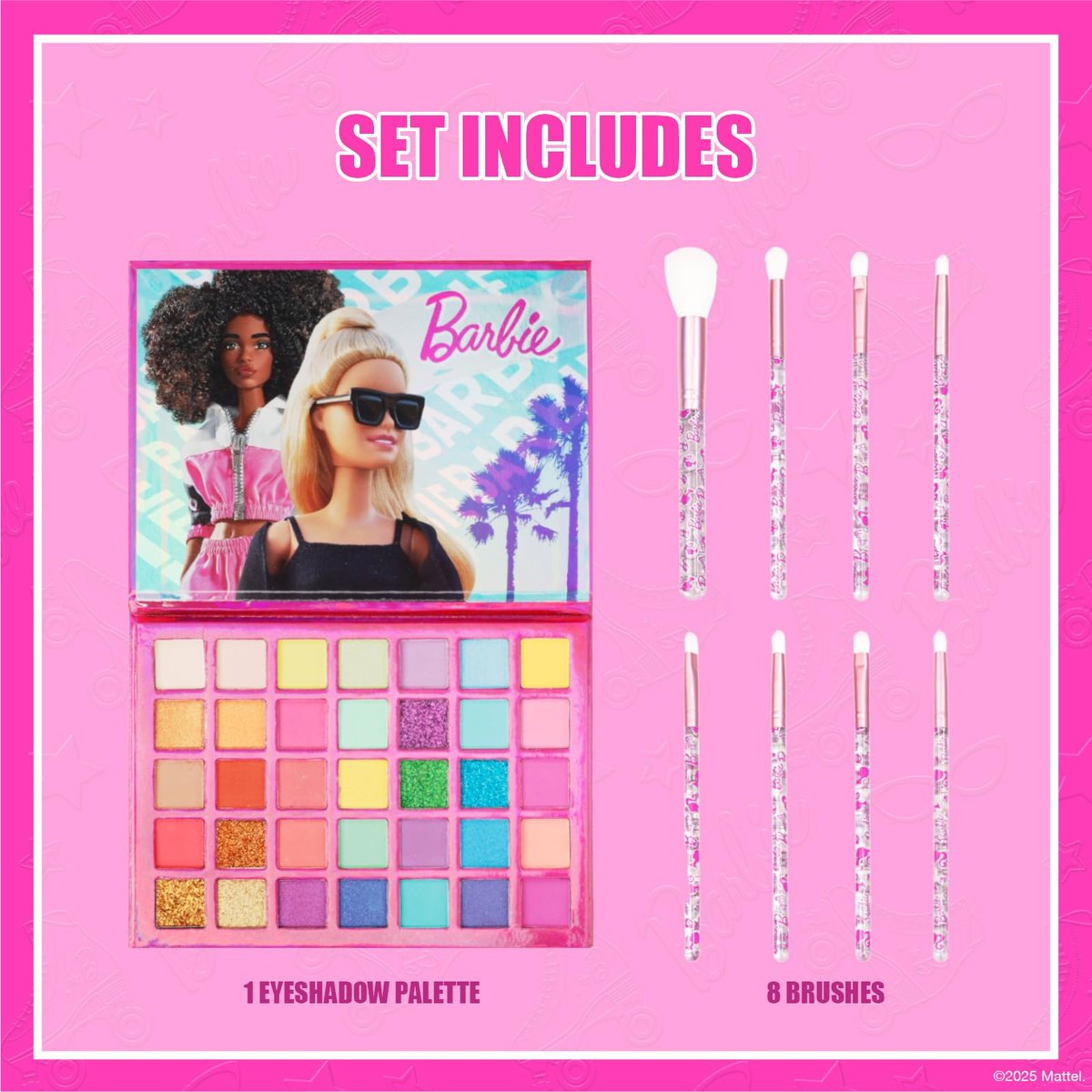 Barbie 35-Well Shadow Palette – Shimmery & Opaque Eyeshadows for Kids & Teens, Pigmented & Blendable, Includes 8 Brushes, by Townley Girl - görsel 3