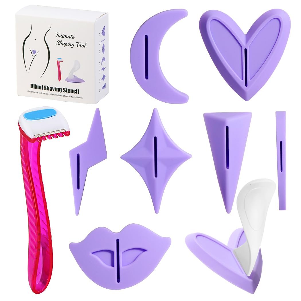 KDIMSY Pubic Hair Stencils for Women - Bikini Shaving Stencils Set of 7 Shapes for Intimate Grooming and Styling - görsel 1