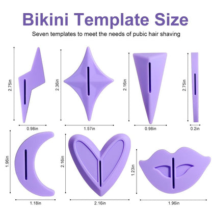 KDIMSY Pubic Hair Stencils for Women - Bikini Shaving Stencils Set of 7 Shapes for Intimate Grooming and Styling