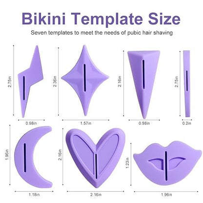 KDIMSY Pubic Hair Stencils for Women - Bikini Shaving Stencils Set of 7 Shapes for Intimate Grooming and Styling