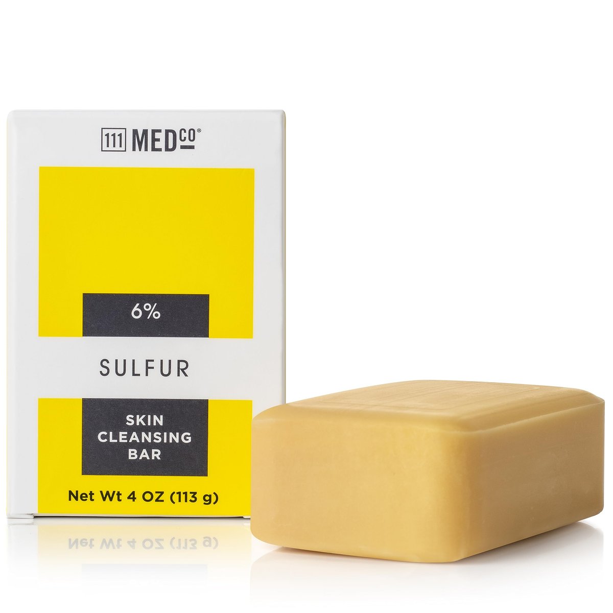 111MedCo 6% Sulfur Skin Cleansing Bar - Medicated Acne Treatment Soap for Face, Chest and Back, Helps Dry Excess Oil and Clear Clogged Pores, 4 oz - görsel 1