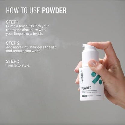 Hairstory Powder – Talc Free Non-Aerosol Dry Shampoo, Absorbs Oil and Adds Volume and Texture Between Washes, All Hair Types, 1.32 Oz Avelisse