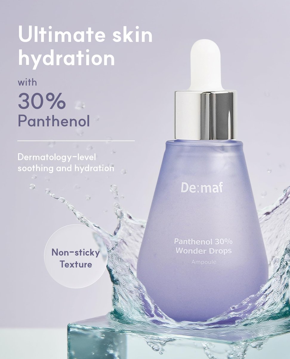 De:maf Panthenol 30% Wonder Drops Ampoule – Instant Calming Serum for Sensitive Skin, Korean Skincare Avelisse