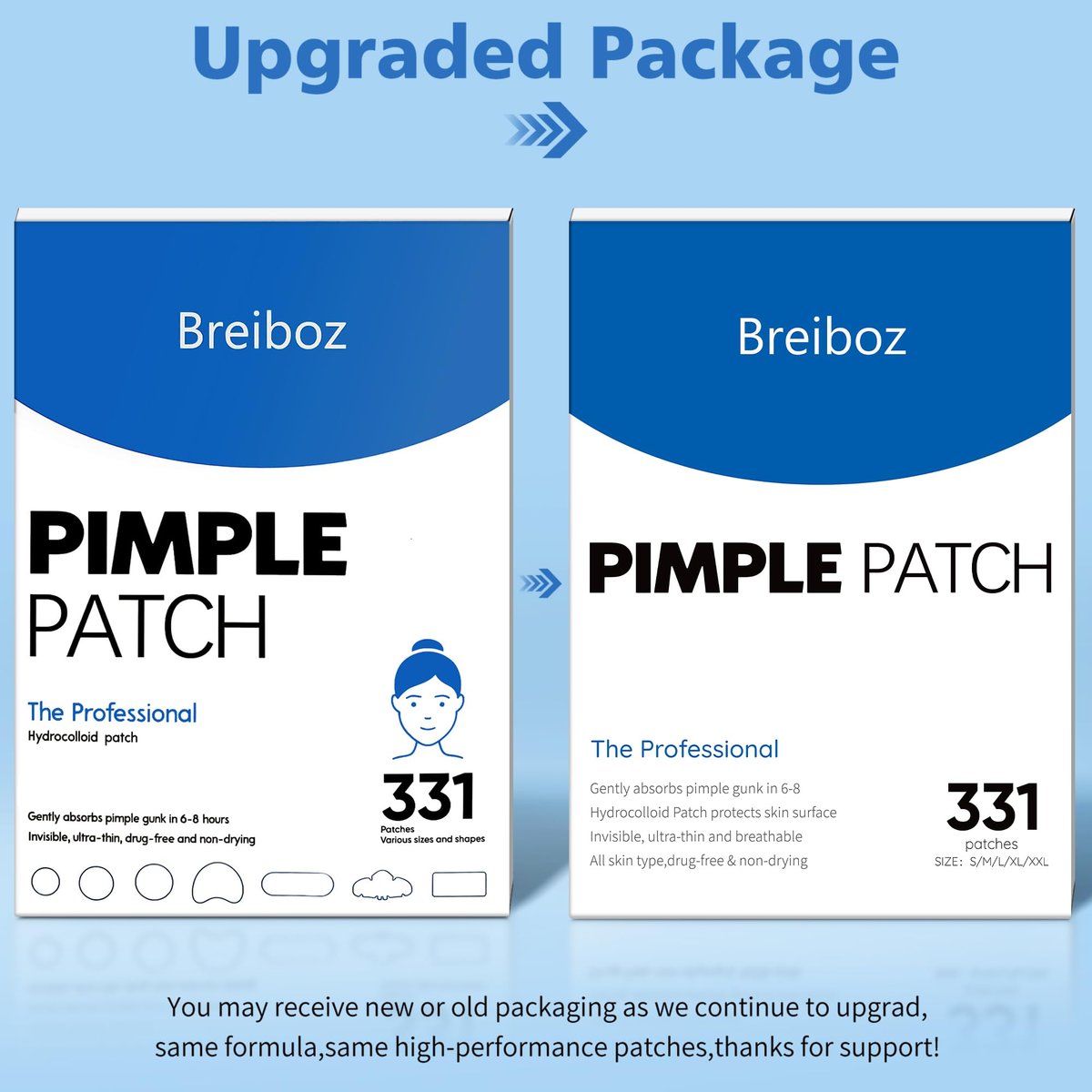 Breiboz Pimple Patches for Face & Body, 331 Patches Variety Pack with Large Sizes, Invisible Hydrocolloid Acne Patch with Tea Tree Oil & Salicylic Acid, Overnight Zit Stickers for Blemishes & Spots, All Skin Types - görsel 3