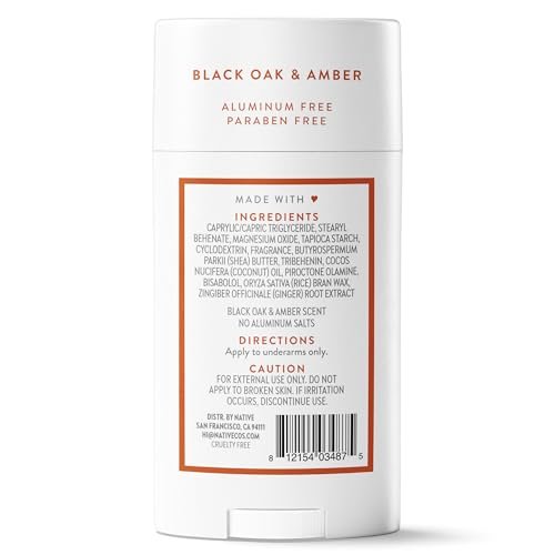Native Deodorant – Black Oak & Amber, Aluminum Free, 72 Hour Odor Control, Naturally Derived Ingredients, 2.65 oz Avelisse