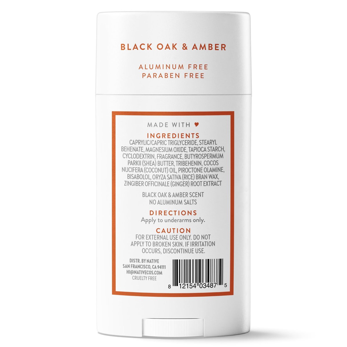 Native Deodorant – Black Oak & Amber, Aluminum Free, 72 Hour Odor Control, Naturally Derived Ingredients, 2.65 oz Avelisse