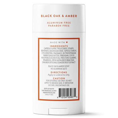 Native Deodorant – Black Oak & Amber, Aluminum Free, 72 Hour Odor Control, Naturally Derived Ingredients, 2.65 oz Avelisse