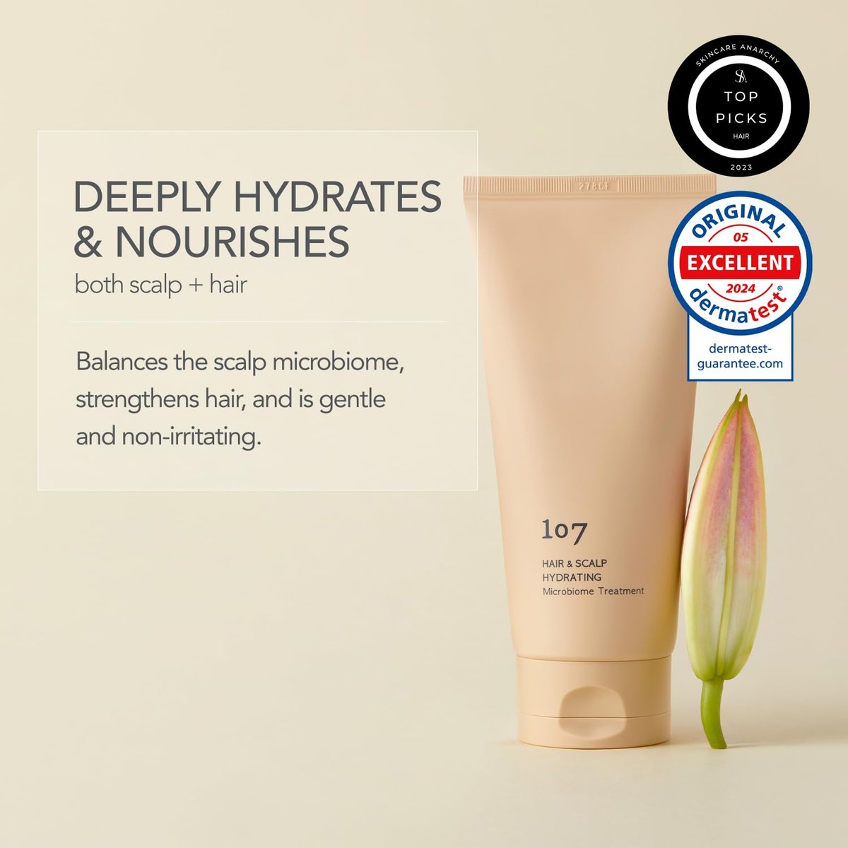 107 Hair & Scalp Hydrating Microbiome Treatment - Hydrating Scalp Treatment with Ginseng, Caffeine, and Biotin - Soothes Scalp Discomfort - 6.08 fl oz Avelisse