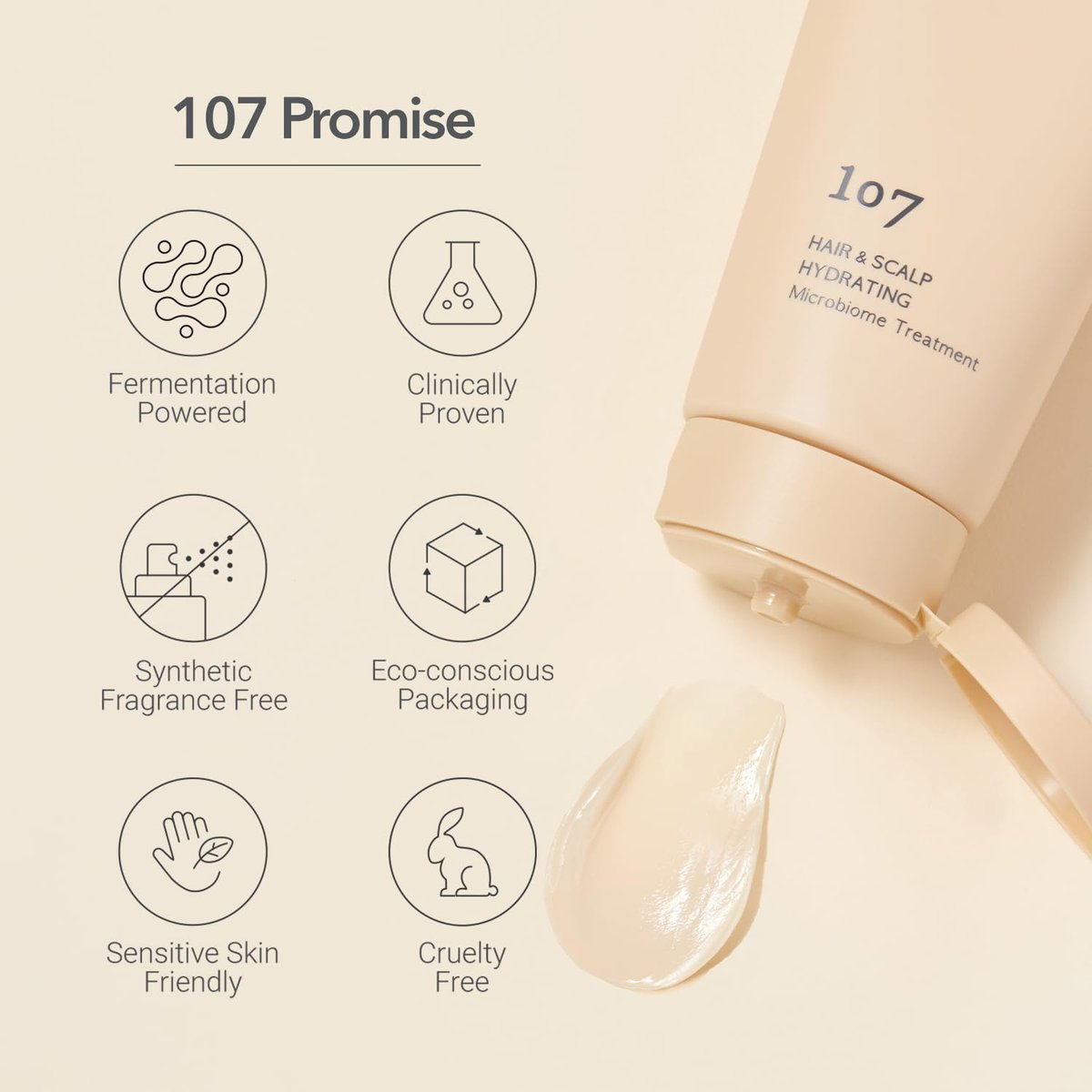 107 Hair & Scalp Hydrating Microbiome Treatment - Hydrating Scalp Treatment with Ginseng, Caffeine, and Biotin - Soothes Scalp Discomfort - 6.08 fl oz Avelisse