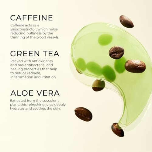 Yepoda The Depuff Eyespresso - Depuffing Caffeine & Green Tea Eye Patches - Reduce Puffiness & Rejuvenate Tired Under Eyes - Vegan Korean Eyepatches for All Skin Types - 60 Patches (3.17 oz) Avelisse