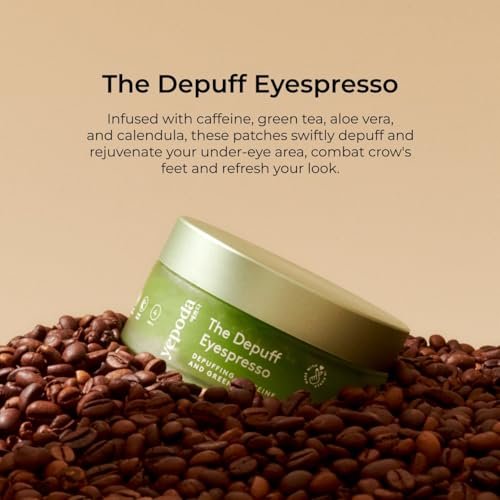 Yepoda The Depuff Eyespresso - Depuffing Caffeine & Green Tea Eye Patches - Reduce Puffiness & Rejuvenate Tired Under Eyes - Vegan Korean Eyepatches for All Skin Types - 60 Patches (3.17 oz) Avelisse