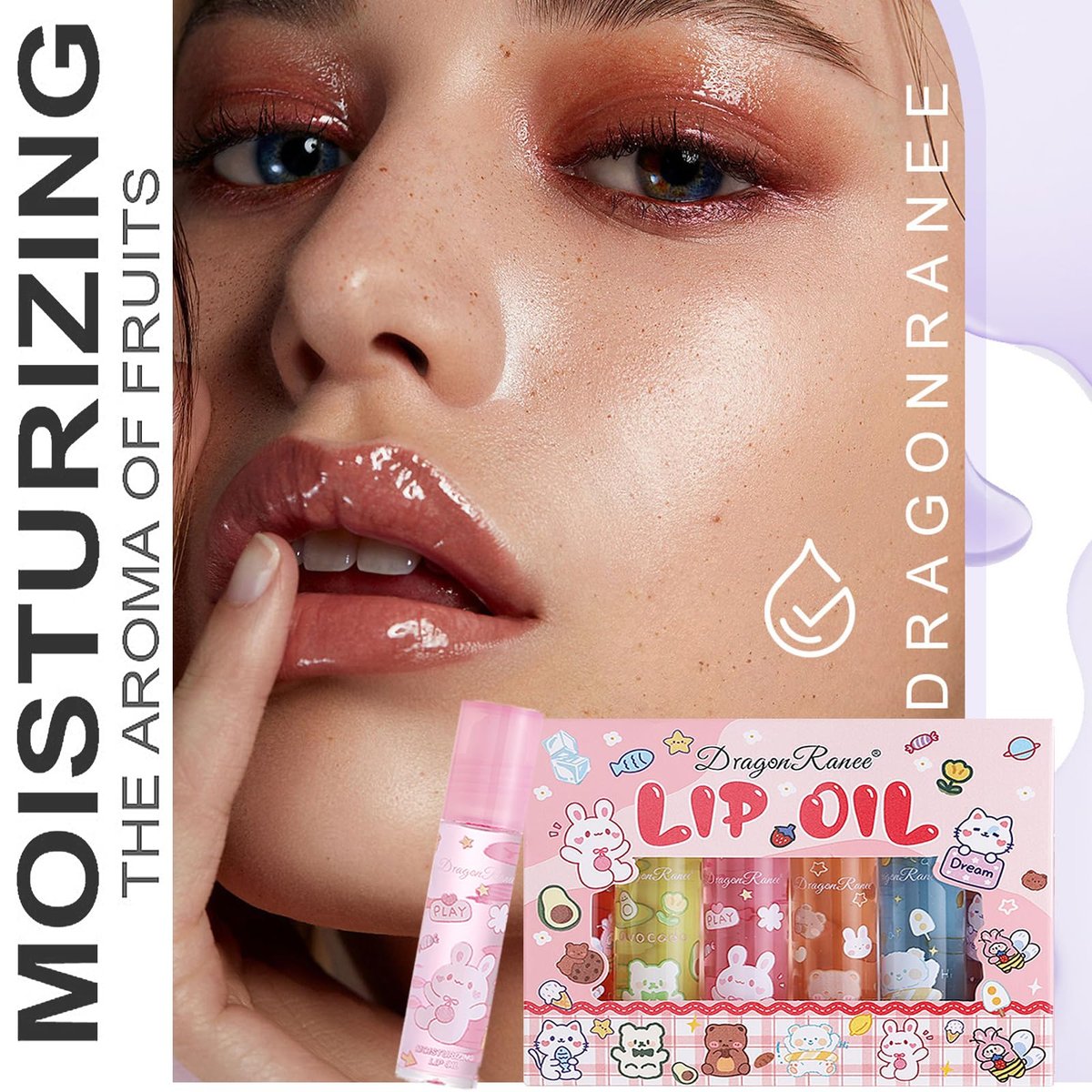 DENESTUP 6pcs Roll On Lip Gloss Set - Fruit Flavored, Glossy Lip Makeup for Women, Non Toxic Party Gift - görsel 5