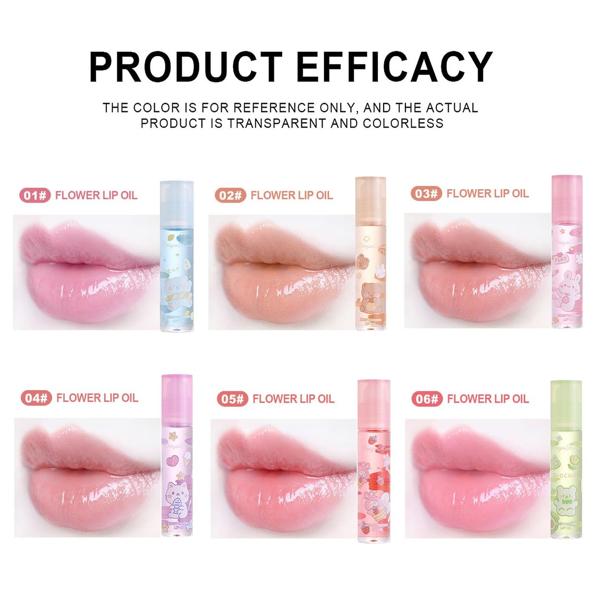DENESTUP 6pcs Roll On Lip Gloss Set - Fruit Flavored, Glossy Lip Makeup for Women, Non Toxic Party Gift - görsel 15