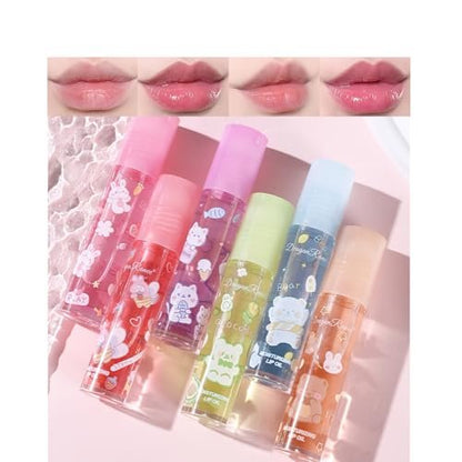 DENESTUP 6pcs Roll On Lip Gloss Set - Fruit Flavored, Glossy Lip Makeup for Women, Non Toxic Party Gift