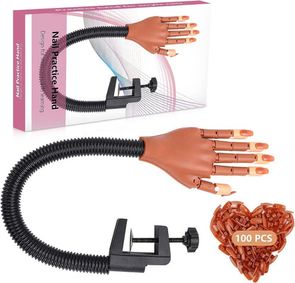 100 Pcs Nail Tips Flexible Training Hand Professional Nail Art Hand Tools for DIY Manicure Avelisse