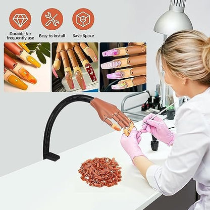 100 Pcs Nail Tips Flexible Training Hand Professional Nail Art Hand Tools for DIY Manicure Avelisse