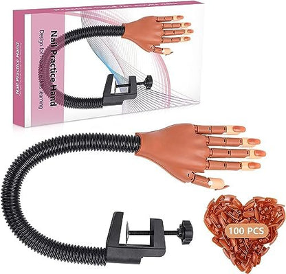 100 Pcs Nail Tips Flexible Training Hand Professional Nail Art Hand Tools for DIY Manicure Avelisse
