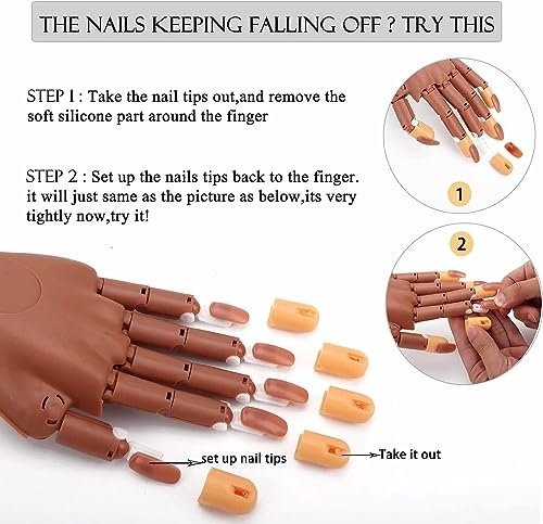 100 Pcs Nail Tips Flexible Training Hand Professional Nail Art Hand Tools for DIY Manicure Avelisse