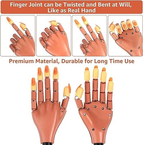100 Pcs Nail Tips Flexible Training Hand Professional Nail Art Hand Tools for DIY Manicure Avelisse