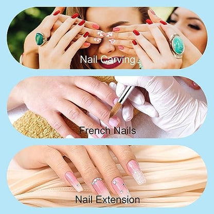 Shine Chance Acrylic Nail Brush - Size 12, 100% Pure Kolinsky Sable 3D Art Nail Brush & Application Tool - Gradient Blue Handle