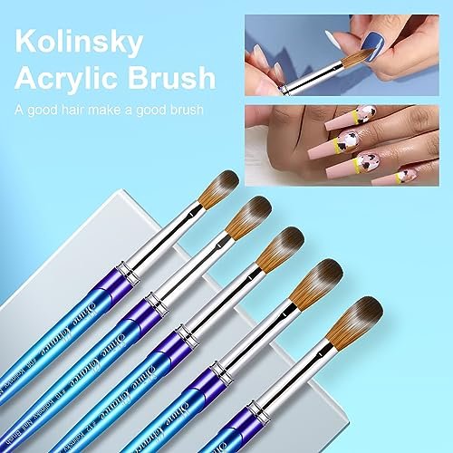 Shine Chance Acrylic Nail Brush - Size 12, 100% Pure Kolinsky Sable 3D Art Nail Brush & Application Tool - Gradient Blue Handle - görsel 5