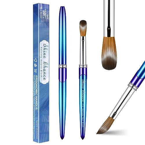 Shine Chance Acrylic Nail Brush - Size 12, 100% Pure Kolinsky Sable 3D Art Nail Brush & Application Tool - Gradient Blue Handle - görsel 1