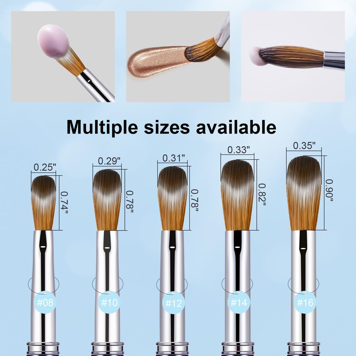 Shine Chance Acrylic Nail Brush - Size 12, 100% Pure Kolinsky Sable 3D Art Nail Brush & Application Tool - Gradient Blue Handle - görsel 8