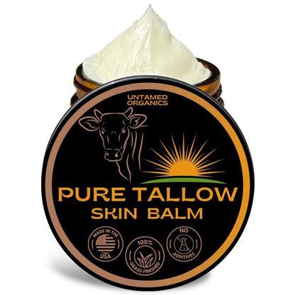 Untamed Organics Pure Tallow Balm - 100% Grass-Fed Grass-Finished Beef Tallow for Skin Care, Face & Body Moisturizer for Sensitive Skin, Eczema, Unscented, 2 oz Avelisse