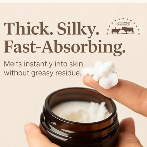 Untamed Organics Pure Tallow Balm - 100% Grass-Fed Grass-Finished Beef Tallow for Skin Care, Face & Body Moisturizer for Sensitive Skin, Eczema, Unscented, 2 oz Avelisse