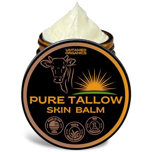 Untamed Organics Pure Tallow Balm - 100% Grass-Fed Grass-Finished Beef Tallow for Skin Care, Face & Body Moisturizer for Sensitive Skin, Eczema, Unscented, 2 oz Avelisse