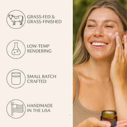Untamed Organics Pure Tallow Balm - 100% Grass-Fed Grass-Finished Beef Tallow for Skin Care, Face & Body Moisturizer for Sensitive Skin, Eczema, Unscented, 2 oz Avelisse