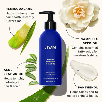JVN Nurture Hydrating Shampoo - 10 Fl Oz - Moisturizing, Sulfate-Free, Color-Safe Detangling Shampoo for Women and Men Avelisse