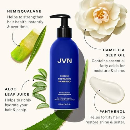 JVN Nurture Hydrating Shampoo - 10 Fl Oz - Moisturizing, Sulfate-Free, Color-Safe Detangling Shampoo for Women and Men Avelisse
