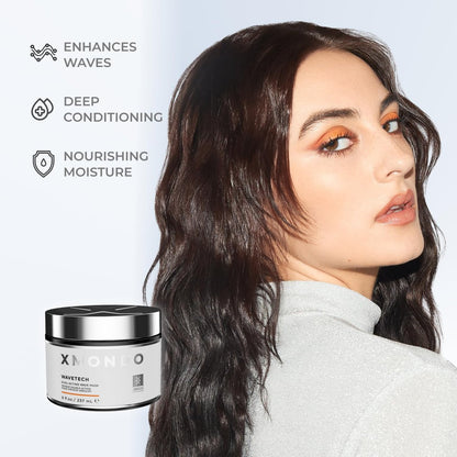 XMONDO Hair Wavetech Dual-Acting Wave Mask - Vegan Formula with Hyaluronic Acid & Shea Butter, Deep Moisture & Frizz Control, 8 Fl Oz