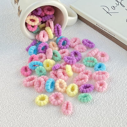 WDGROW Mini Hair Ties for Fine Hair – 200pcs Soft Cotton Elastic Bands for Toddlers & Kids (Ages 0-8), No Damage, Tiny Size, Reusable Bag