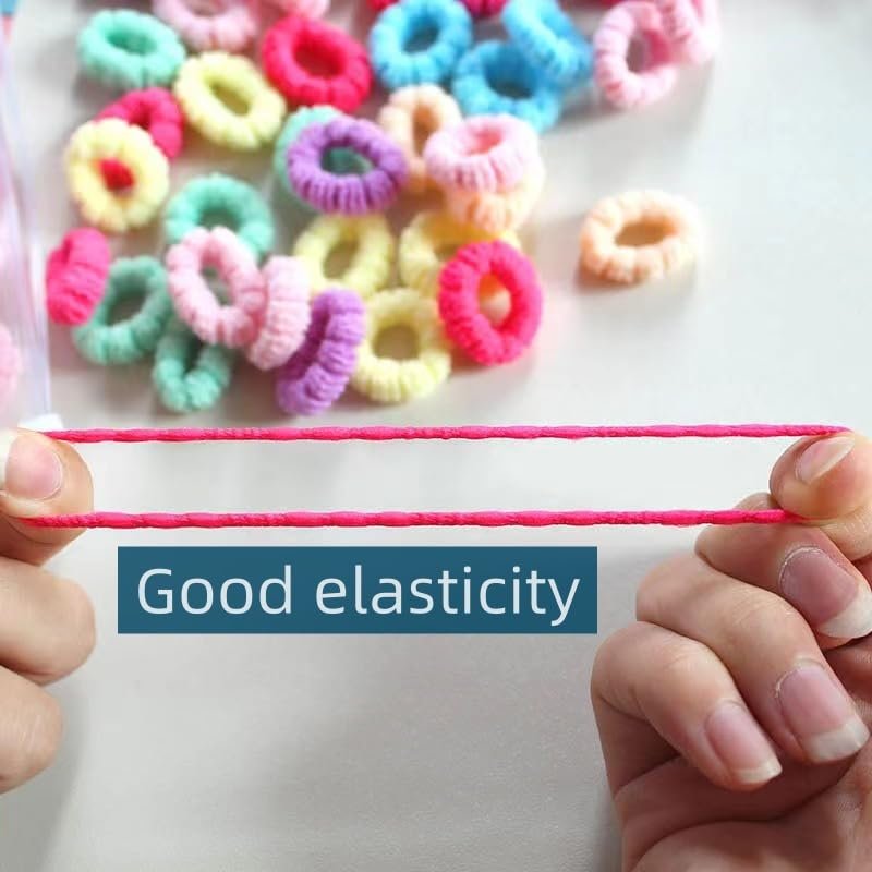 WDGROW Mini Hair Ties for Fine Hair – 200pcs Soft Cotton Elastic Bands for Toddlers & Kids (Ages 0-8), No Damage, Tiny Size, Reusable Bag - görsel 9