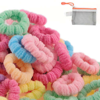 WDGROW Mini Hair Ties for Fine Hair – 200pcs Soft Cotton Elastic Bands for Toddlers & Kids (Ages 0-8), No Damage, Tiny Size, Reusable Bag