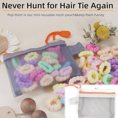WDGROW Mini Hair Ties for Fine Hair – 200pcs Soft Cotton Elastic Bands for Toddlers & Kids (Ages 0-8), No Damage, Tiny Size, Reusable Bag - görsel 8