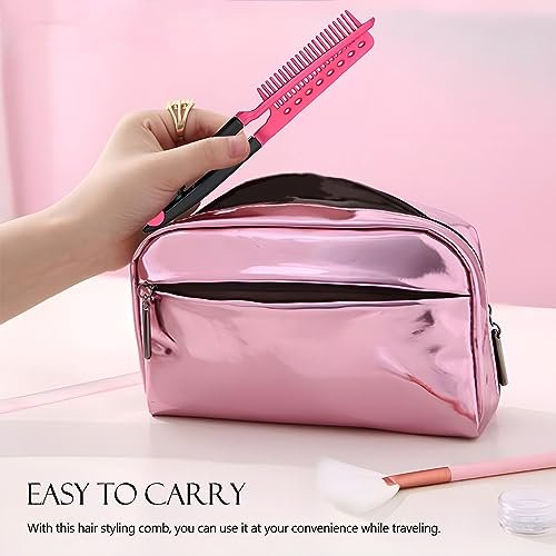 Kootinn Hair Straightening Set - 2-Pack Flat Iron Comb for Beautiful Tresses, Straightener With Firm Grip, Ideal for Knotty Hair, Styling, Pink - görsel 14