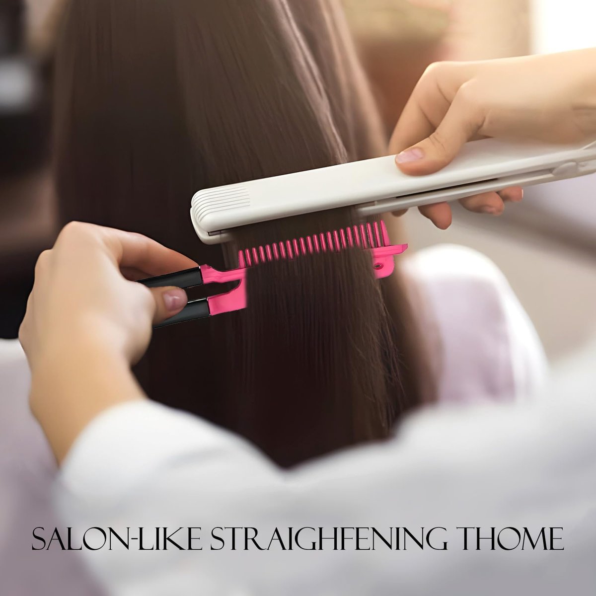 Kootinn Hair Straightening Set - 2-Pack Flat Iron Comb for Beautiful Tresses, Straightener With Firm Grip, Ideal for Knotty Hair, Styling, Pink - görsel 7