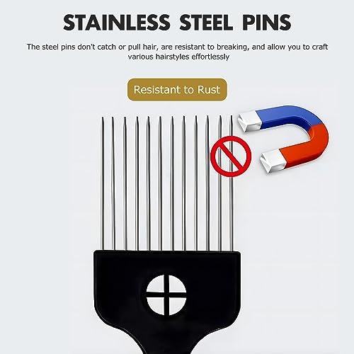 Kootinn 3-Piece Stainless Steel Afro Hair Pick Set - Fist Design for Men & Women - Natural Curly Hair Styling Tool - görsel 12