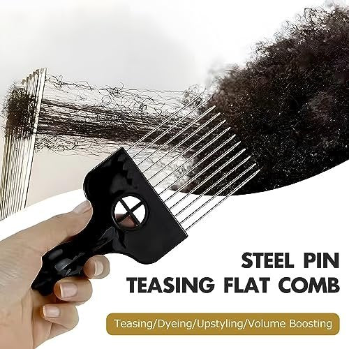 Kootinn 3-Piece Stainless Steel Afro Hair Pick Set - Fist Design for Men & Women - Natural Curly Hair Styling Tool - görsel 6