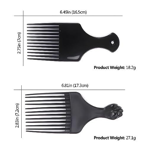 4-Pack Plastic Wide-Tooth Afro Lift Combs for Styling, Detangling & Volume - for Curly, Thick Hair, Wigs & Beards - görsel 10