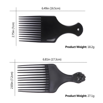 4-Pack Plastic Wide-Tooth Afro Lift Combs for Styling, Detangling & Volume - for Curly, Thick Hair, Wigs & Beards
