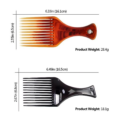 4-Pack Plastic Wide-Tooth Afro Lift Combs for Styling, Detangling & Volume - for Curly, Thick Hair, Wigs & Beards - görsel 8