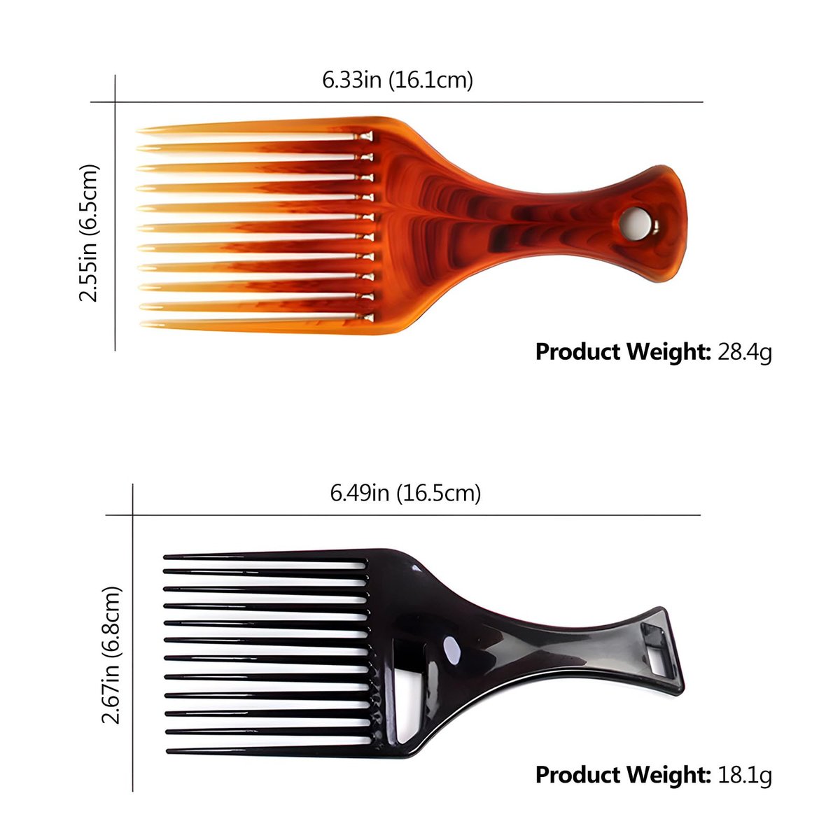 4-Pack Plastic Wide-Tooth Afro Lift Combs for Styling, Detangling & Volume - for Curly, Thick Hair, Wigs & Beards - görsel 7