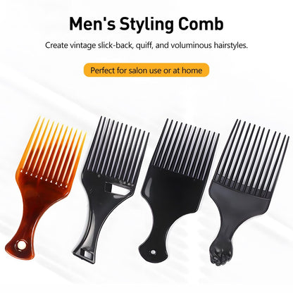 4-Pack Plastic Wide-Tooth Afro Lift Combs for Styling, Detangling & Volume - for Curly, Thick Hair, Wigs & Beards