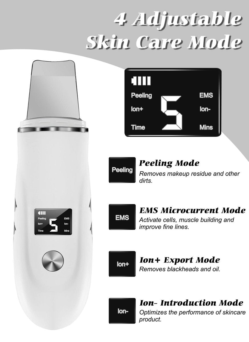 Ysxuan 4-in-1 Skin Scrubber Face Spatula – Blackhead Remover & Pore Cleaner with USB Charger (White, 5-Piece Set) Avelisse