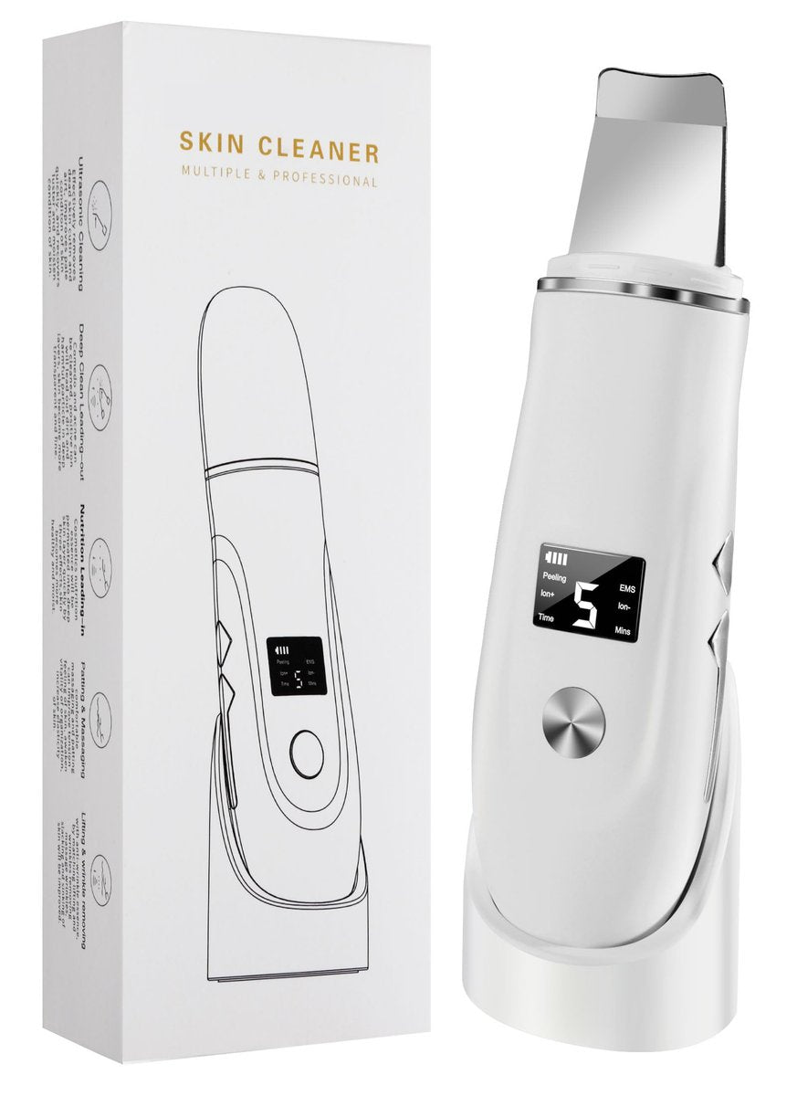 Ysxuan 4-in-1 Skin Scrubber Face Spatula – Blackhead Remover & Pore Cleaner with USB Charger (White, 5-Piece Set) Avelisse